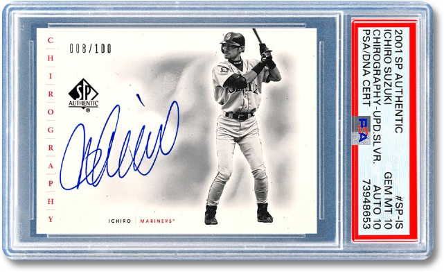 PSA Graded 10 2001 SP Authentic Ichiro Autographed Chirography Update Silver
