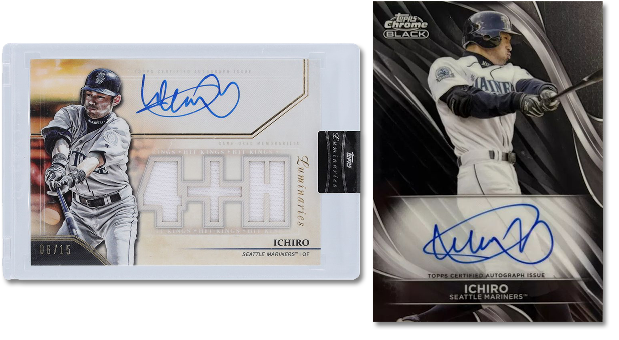 Autographed Ichiro Topps Cards from 2020 and 2024
