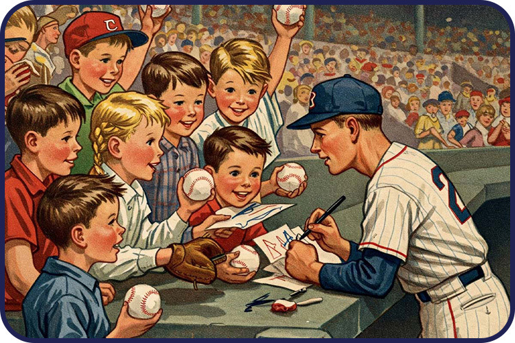 Fans Getting Baseballs Signed